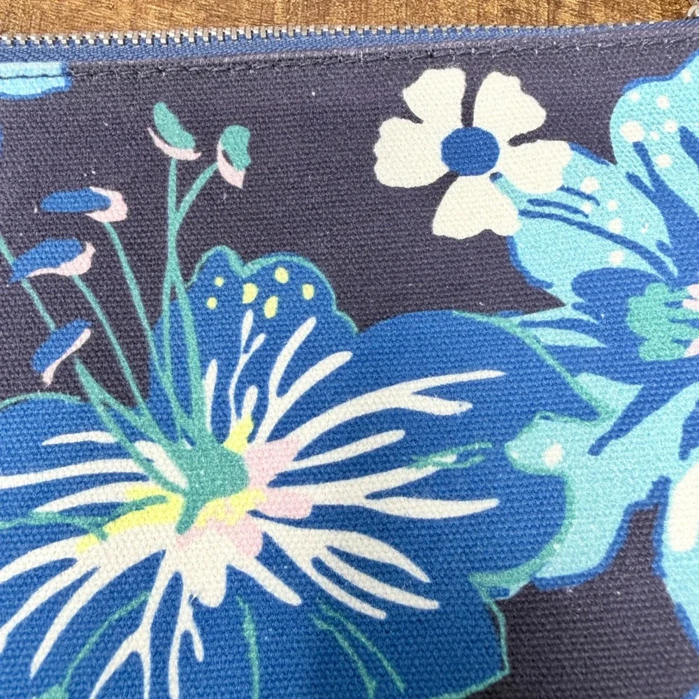 NWT Vera Bradley Moonlight Garden Canvas Pencil Pouch 3 Ring Binder Case Blue